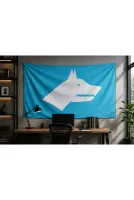 Göktürk Bayrak Temalı Duvar Örtüsü Kaliteli Kumaş Wall Tapestry