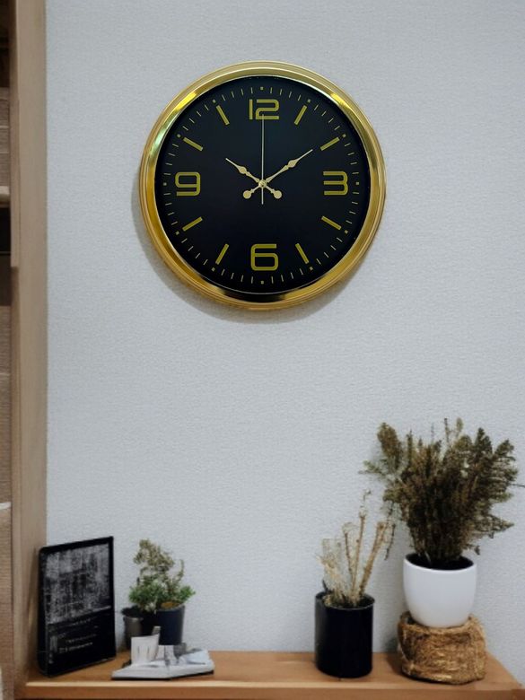 Gold Modern Rakamlı 40 Cm Metal Duvar Saati