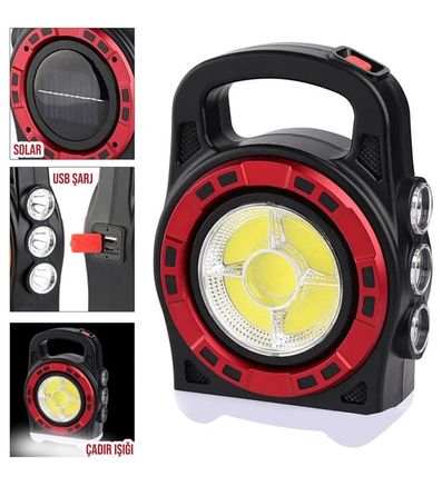 Gold Orion Or-6678C Solar Kamp Lambası Acil Durum Işığı Şarjlı 20W+Cob Led
