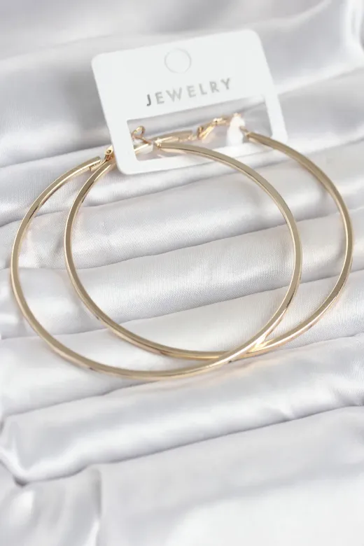 Gold Renk Pirinç Köşeli Kenar Halka 72 mm Kadın Küpe TJ-BKP11769