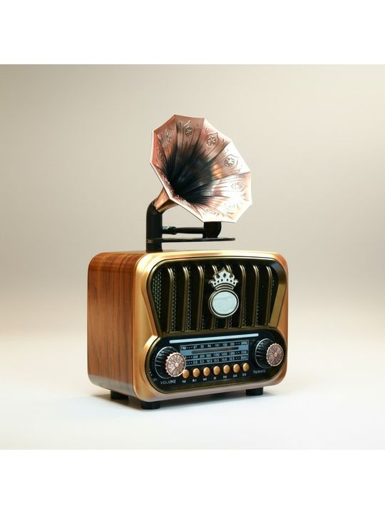 Gold Silver GS-1370 Nostalik Trend Gramafon Radyo,bluetooth Nostalji Radyo