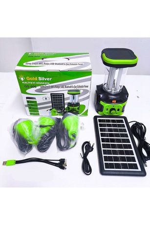 Gold Silver Gs-906 Solar Enerjili Şarjlı Fener – Bluetooth, Radyo, Usb, Güneş Paneli Dahil