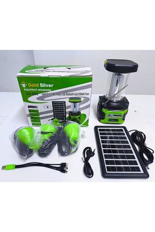 Gold Silver Gs-906 Solar Enerjili Şarjlı Fener – Bluetooth, Radyo, Usb, Güneş Paneli Dahil