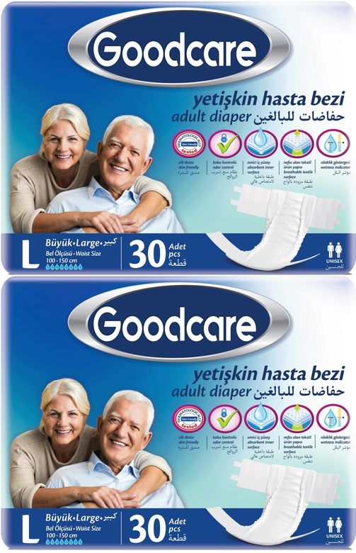 Goodcare Yetişkin Bezi Bel Bantlı Tekstil Yüzey L - Large - Büyük 60 Adet