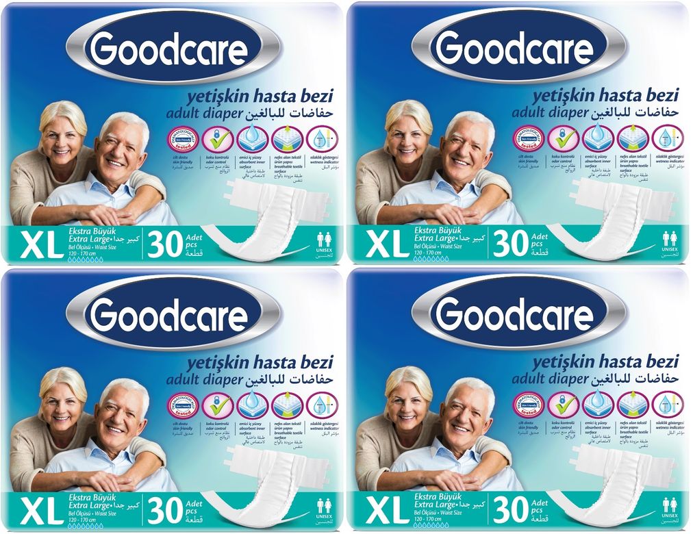 Goodcare Yetişkin Bezi Bel Bantlı Tekstil Yüzey XL Extra Large- Ekstra Büyük 120 Adet (4PK*30)