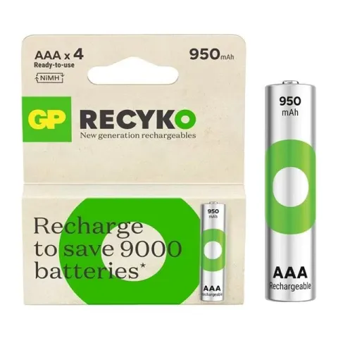 Gp Recyko 950 Mah Aaa 4'lü Şarjlı İnce Kalem Pil Gp100aaahce-2eb4 (gprhc103e001)