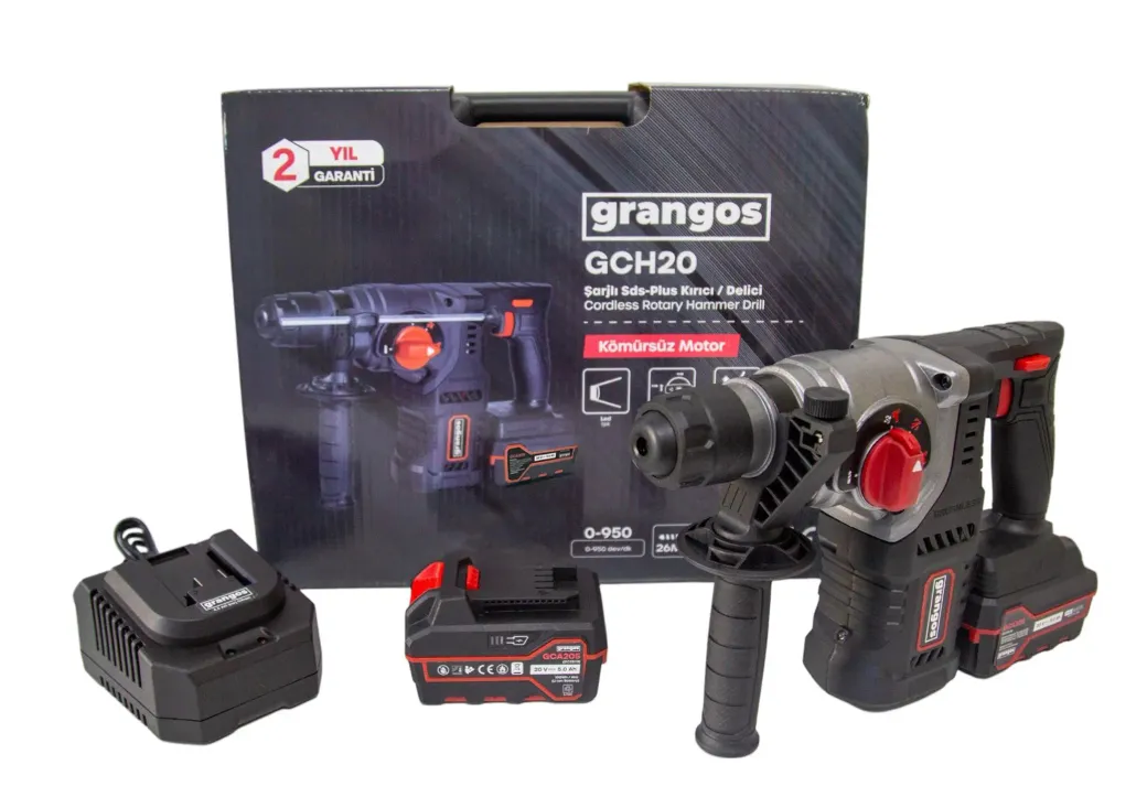 Grangos GCH20-F2 20V 5 Ah Çift Akülü SDS-Plus Kırıcı/Delici