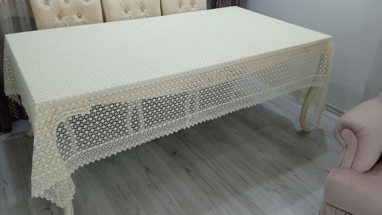 Gravel Örgü Masa Örtüsü (Krem, papatya - 180X280cm