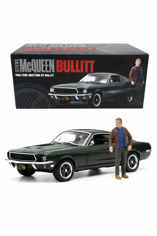 Greenlight Collectibles bullittbox 1:64 Steve Mcqueen “Bullitt” Ford Mustang + Figür (Kutulu)
