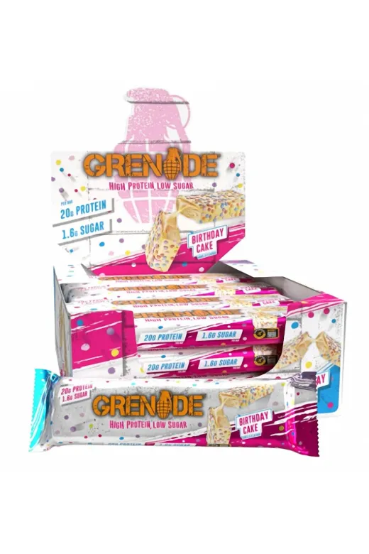 Grenade dge444 High Protein, Low Sugar Bar - Candy Bar Birthday Cake, 12 X 60 Gr