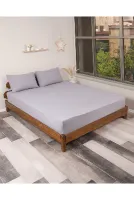 Gri Lastikli Çarşaf Takımı Fitted Pamuklu Kumaş Yastık Kılıflı