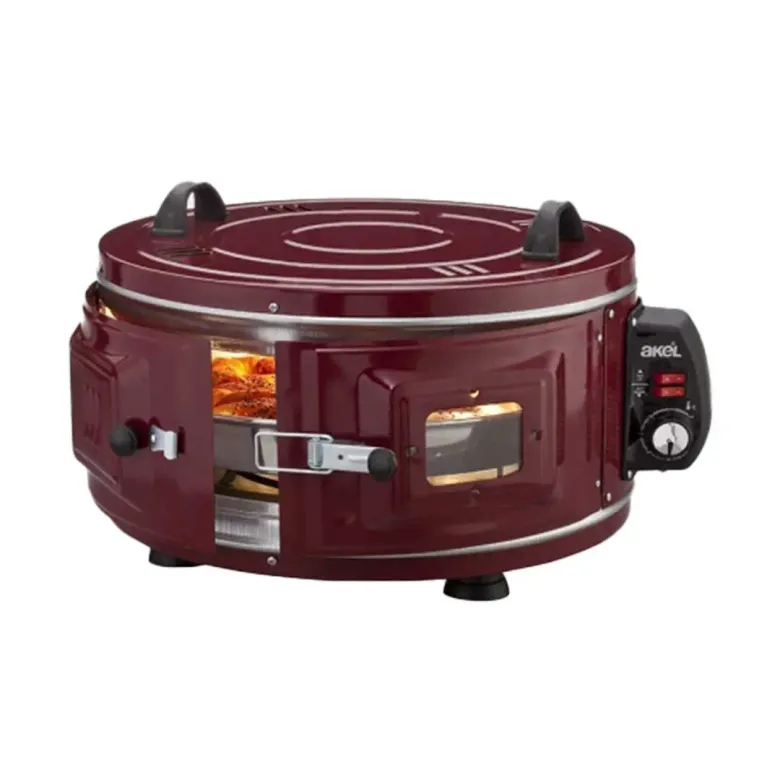 GROSS YUVARLAK DAVUL FIRIN STANDART AYARLANABİLİR TERMOSTAT = 50°C-320°C 1300W - 53CM ALÜMİNYUM TEPSİ ÖN GÖZETLEME CAMI  AF-008B (4745)