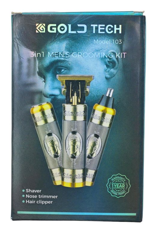 Gt-103 Gold Tech 3 In 1 Profesyonellerin Tercihi Saç Sakal Kesme Ense Burun Tıraş Makinesi Seti