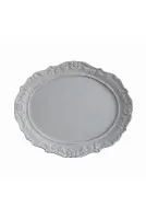 Gül Çiçek Yaprak Dekorlu 40cm Oval Çerçeve Mumluk Sunumluk Tepsi Silikon Kalıp K-548