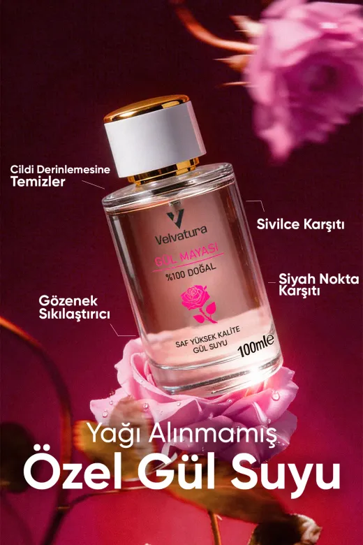 Gül Mayası %100 Doğal Aydınlatıcı Ve Gözenek Sıkılaştırıcı Saf Gül Suyu Arındırıcı Tonik 100 ml