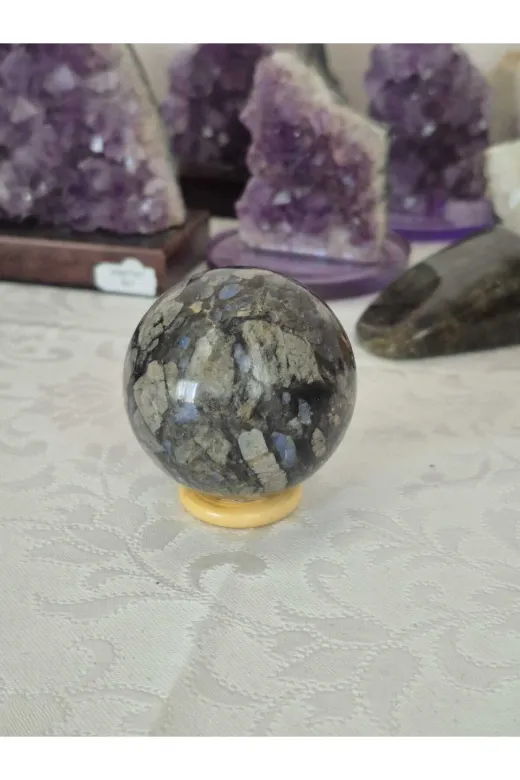 güleçdoğaltaş 162MAVİOPAL5-6CMARASI Doğal Mavi Opal Küre Form - Özel Seri Meditasyon Ve Enerji Taşı (5-6 Cm)