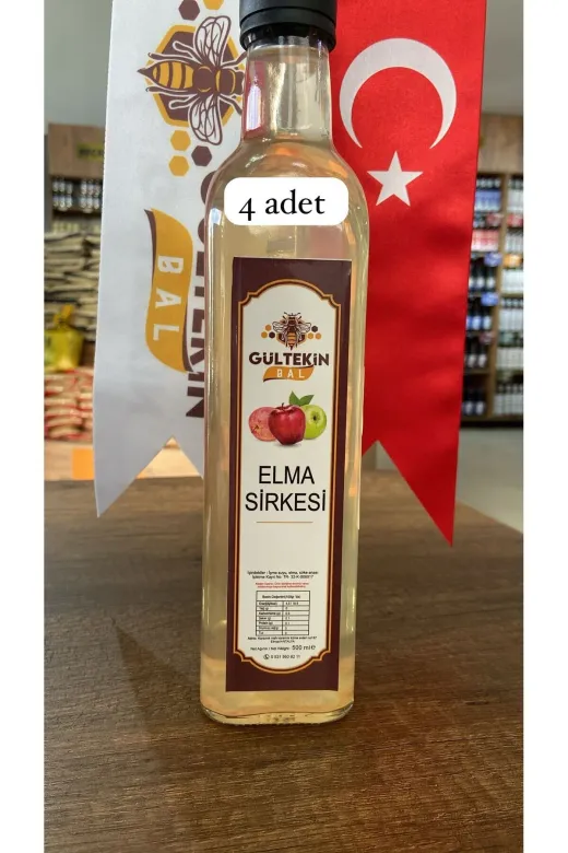 GÜLTEKİN BAL 353535345 Elma Sirkesi 500 Ml 4 Adet =2000 Ml