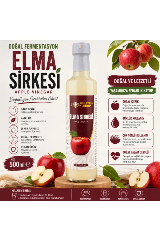 GÜLTEKİN BAL 92627928 Elma Sirkesi 500 Ml