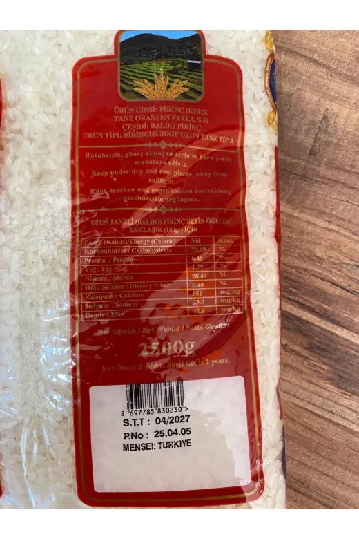 GÜLTEKİN BAL bldo Lüx Taneli Baldo Prinç 2,5 Kg (Çağlarsoybakliyat)