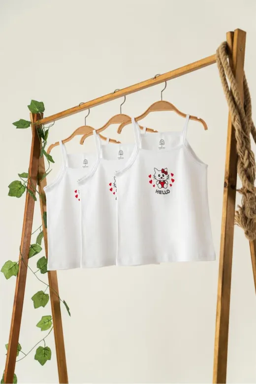 GÜMÜŞ MY0017 3'lü Kız Çocuk Hello Kitty Desenli Atlet