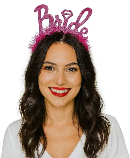 Gümüş Renk Bekarlığa Veda İtalik Yazı Alyanslı Bride Taç