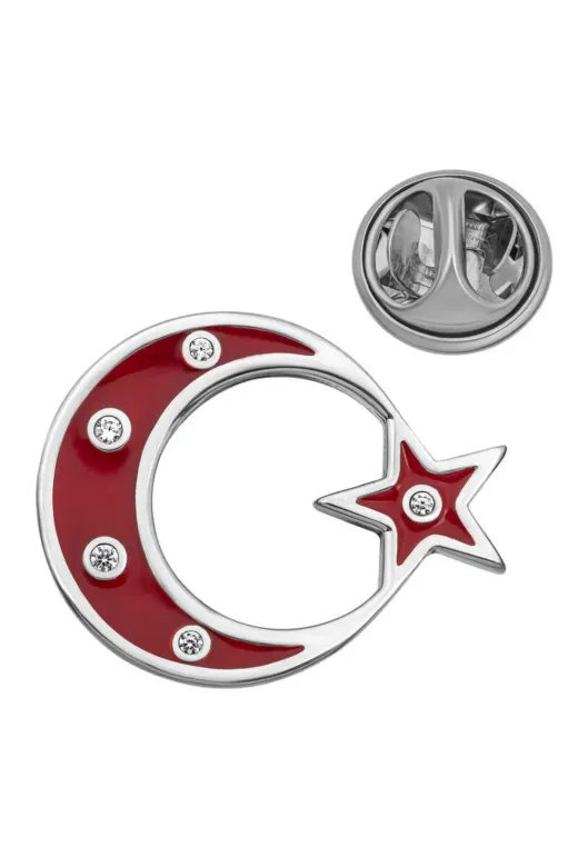 Gumush T8667 Supertrend Gümüş Ay Yıldız Rozet