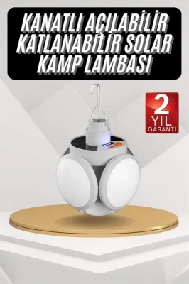 Güneş Enerjili Katlanır Lamba 5 Kanatlı Taşınabilir Karavan