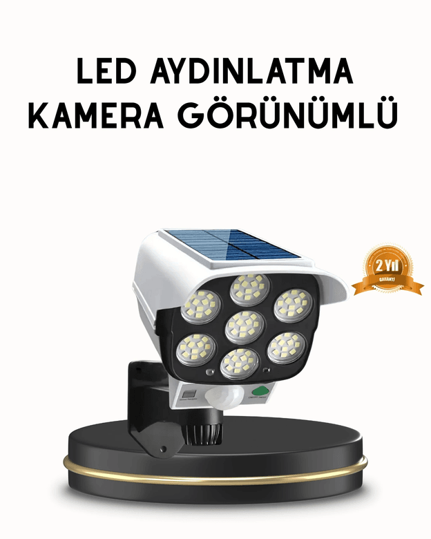 Güneş Paneliyle Şarj Olan Hareket Sensörlü Dış Mekan Güvenlik Lambası Ayarlanabilir