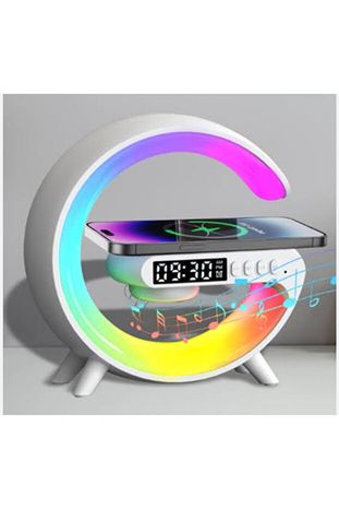 Gunkes G63HOPARLÖR G Lamba Kablosuz Şarj Özellikli Saat &amp;amp; Alarm Led Işıklı Bluetooth Hoparlör Masa Lambası