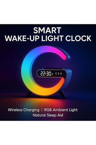 Gunkes G63HOPARLÖR G Lamba Kablosuz Şarj Özellikli Saat &amp;amp; Alarm Led Işıklı Bluetooth Hoparlör Masa Lambası