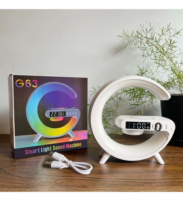 Gunkes G63HOPARLÖR G Lamba Kablosuz Şarj Özellikli Saat &amp;amp; Alarm Led Işıklı Bluetooth Hoparlör Masa Lambası