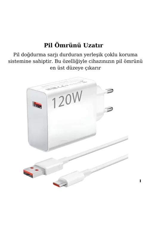 Gunkes X-803 120W Turbo Ultra Hızlı Akım Korumalı Şarj Aleti Usb- Type-C Kablo Ve Adaptör Şarj Seti