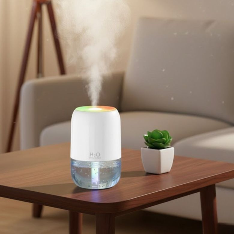 H2O Model Şeffaf Hazneli Hava Nemlendirici-Ultrasonik Soğuk Buhar Makinesi, LED Işıklı Masaüstü Oda Nemlendirici [Buffer]