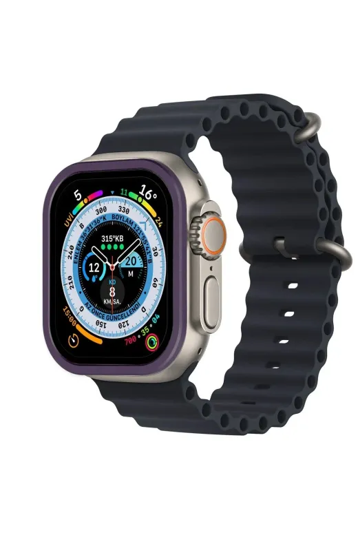 Hafk HFK-C8683140517038 Mey İthalat® Watch Ultra 49Mm Alüminyum Kasa Cam Ekran Koruyucu - Mor