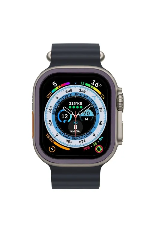 Hafk HFK-C8683140517038 Mey İthalat® Watch Ultra 49Mm Alüminyum Kasa Cam Ekran Koruyucu - Mor