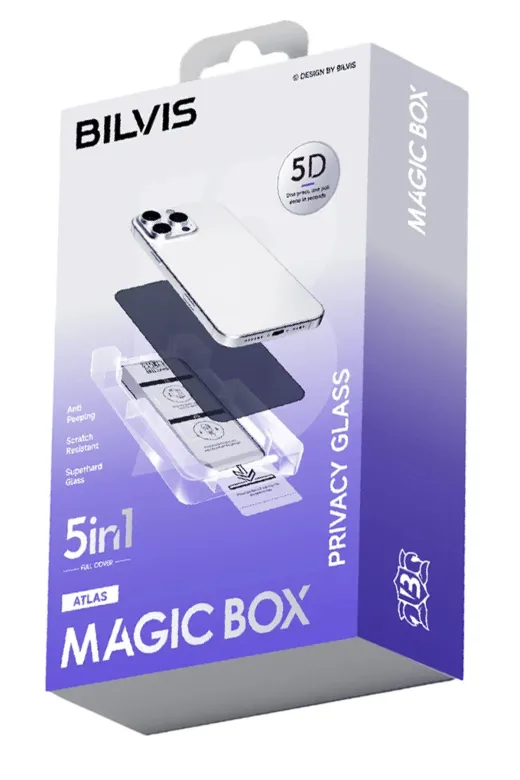 Hafk HFK-C8683140872144 Mey İthalat® Iphone 14 Bilvis 5In1 5D Magic Hayalet Cam Ekran Koruyucu - Siyah