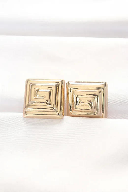 Hafk HFK-MMEYEB6645f7984e1dbc6384093989 Mey İthalat® Pirinç Gold Renk Kare Form Küpe