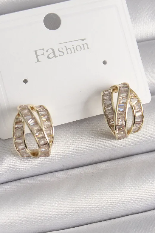 Hafk HFK-MMEYEB676aab2510c0371da10b8afb Mey İthalat® Pirinç Gold Renk Zirkon Taşlı Düğüm Halka Model Kadın Küpe