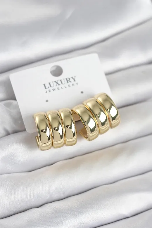 Hafk HFK-MMEYEB69d6165837c579c1680ed535 Mey İthalat® Pirinç Gold Renk Üçlü Görünüm Kadın Küpe