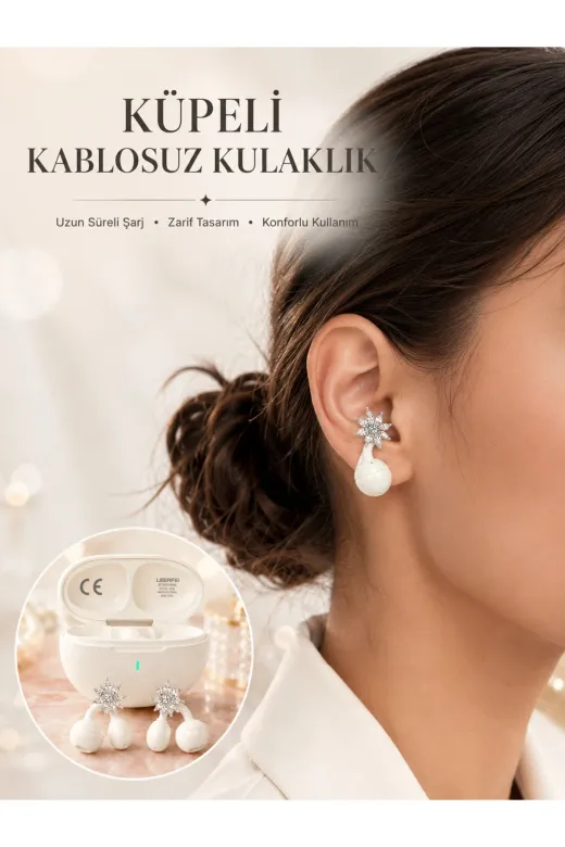 Hafk HFK-MMEYTDUCZZKPEKULAKLIK-2 Mey İthalat® Bluetooth Bağlantılı Küpeli Kablosuz Kulaklık Uzun Pil Ömrü