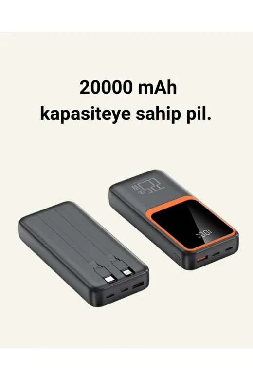 Hafk HFK-MMEYTDUCZZZ20.000POWERHIZLI1-8 Mey İthalat® 20.000 Mah Taşınabilir Şarj Cihazı Dijital Göstergeli Kablolu Powerbank