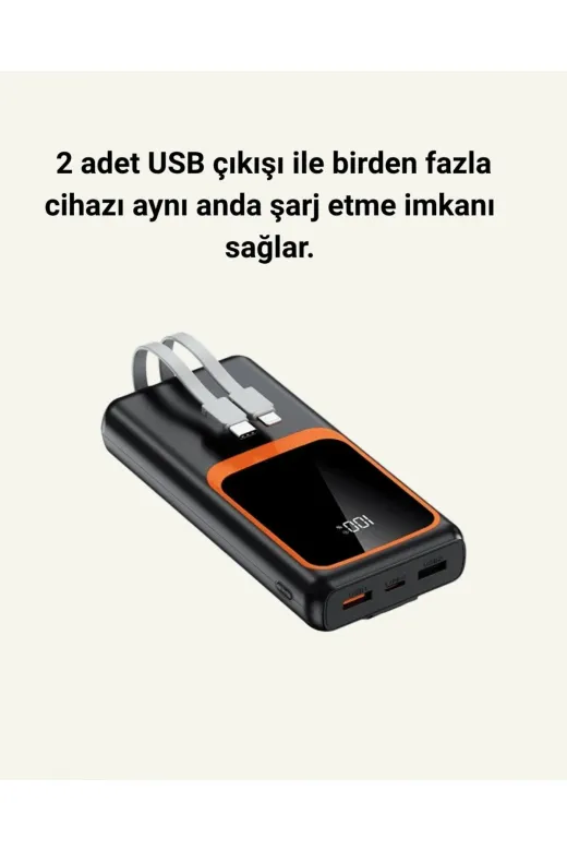 Hafk HFK-MMEYTDUCZZZ20.000POWERHIZLI1-8 Mey İthalat® 20.000 Mah Taşınabilir Şarj Cihazı Dijital Göstergeli Kablolu Powerbank