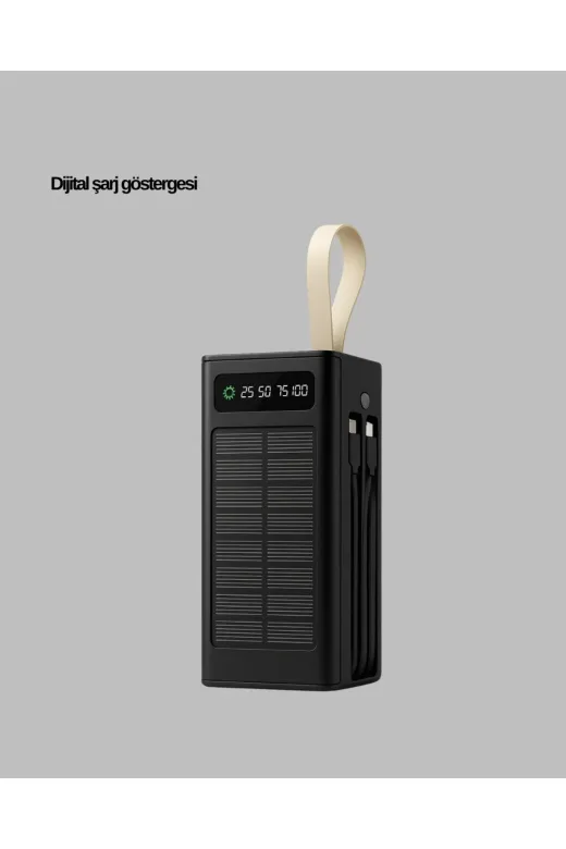 Hafk HFK-MMEYTDUCZZZ50000POWERBANK-1 Mey İthalat® Led Aydınlatmalı Güneş Panelli Powerbank Seyahat Ve Kamp İçin