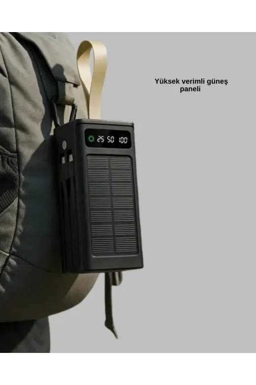 Hafk HFK-MMEYTDUCZZZ50000POWERBANK-1 Mey İthalat® Led Aydınlatmalı Güneş Panelli Powerbank Seyahat Ve Kamp İçin