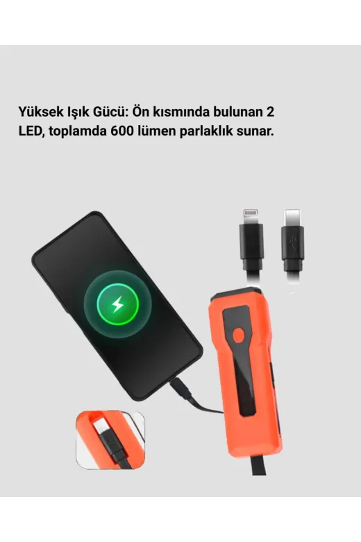 Hafk HFK-MMEYTDUCZZZ828FENERPOWERBANK-1 Mey İthalat® Su Geçirmez Bisiklet Işığı 5000 Mah Powerbankli Ön Far
