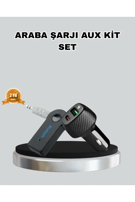 Hafk HFK-MMEYTDUCZZZAUXKTARAARJSET-1 Mey İthalat® Aux Bluetooth Adaptör Ve 38W Hızlı Araç Şarj Cihazı Seti