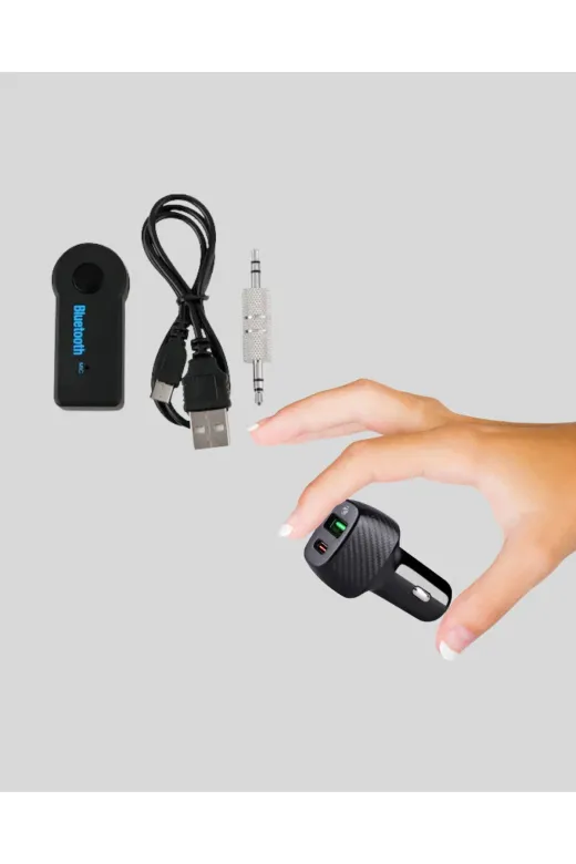 Hafk HFK-MMEYTDUCZZZAUXKTARAARJSET-1 Mey İthalat® Aux Bluetooth Adaptör Ve 38W Hızlı Araç Şarj Cihazı Seti