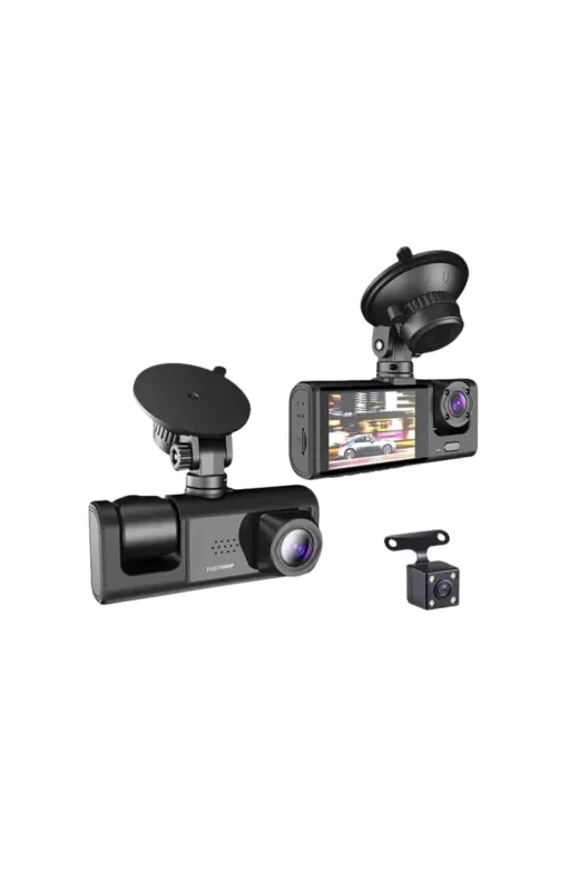 Hafk HFK-MMEYTDUCZZZDVRARAKAMERASI-2 Mey İthalat® Gelişmiş G-Sensörlü Üçlü Araç Kamerası – 5” Lcd Ekran Ve Hareket Algılama