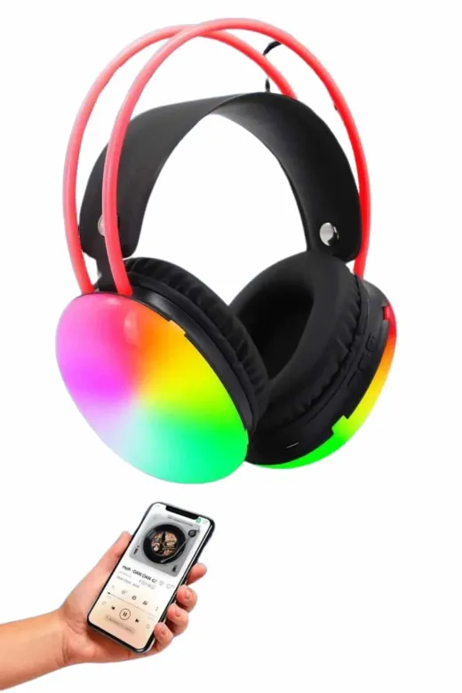 Hafk HFK-MMEYTDUCZZZPG580KULAKLIKKKKKKK1 Mey İthalat® Rgb Işıklı Yüksek Ses Kaliteli Kablosuz Kulak Üstü Bluetooth Kulaklık