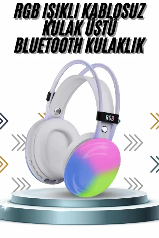 Hafk HFK-MMEYTDUCZZZPG580KULAKLIKKKKKKK4 Mey İthalat® Kablosuz Bluetooth Kulaklık Rgb Işıklı Kulak Üstü 5.3 Bluetooth Bağlantılı